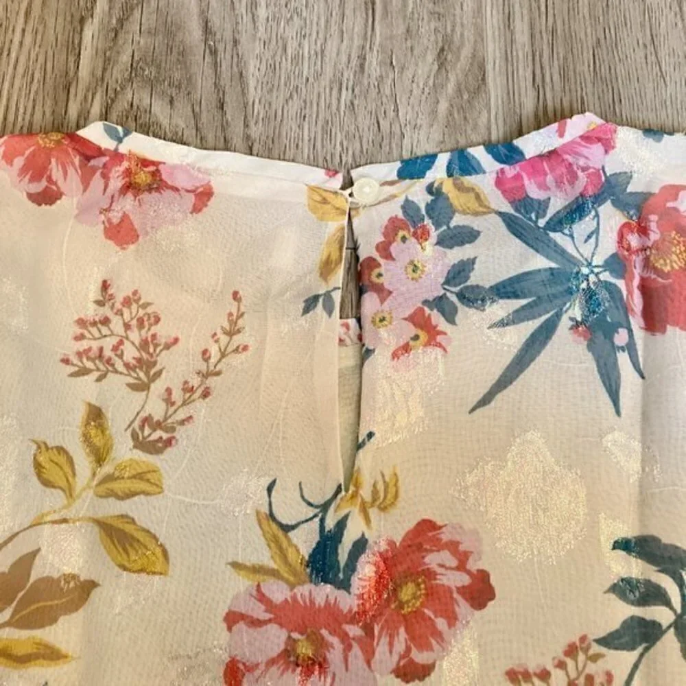 Loft Floral Ruffle Blouse Size XS Petite